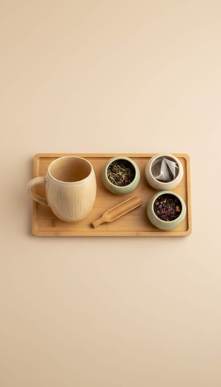Ceramic Mug & Tea Collection Bamboo Tray